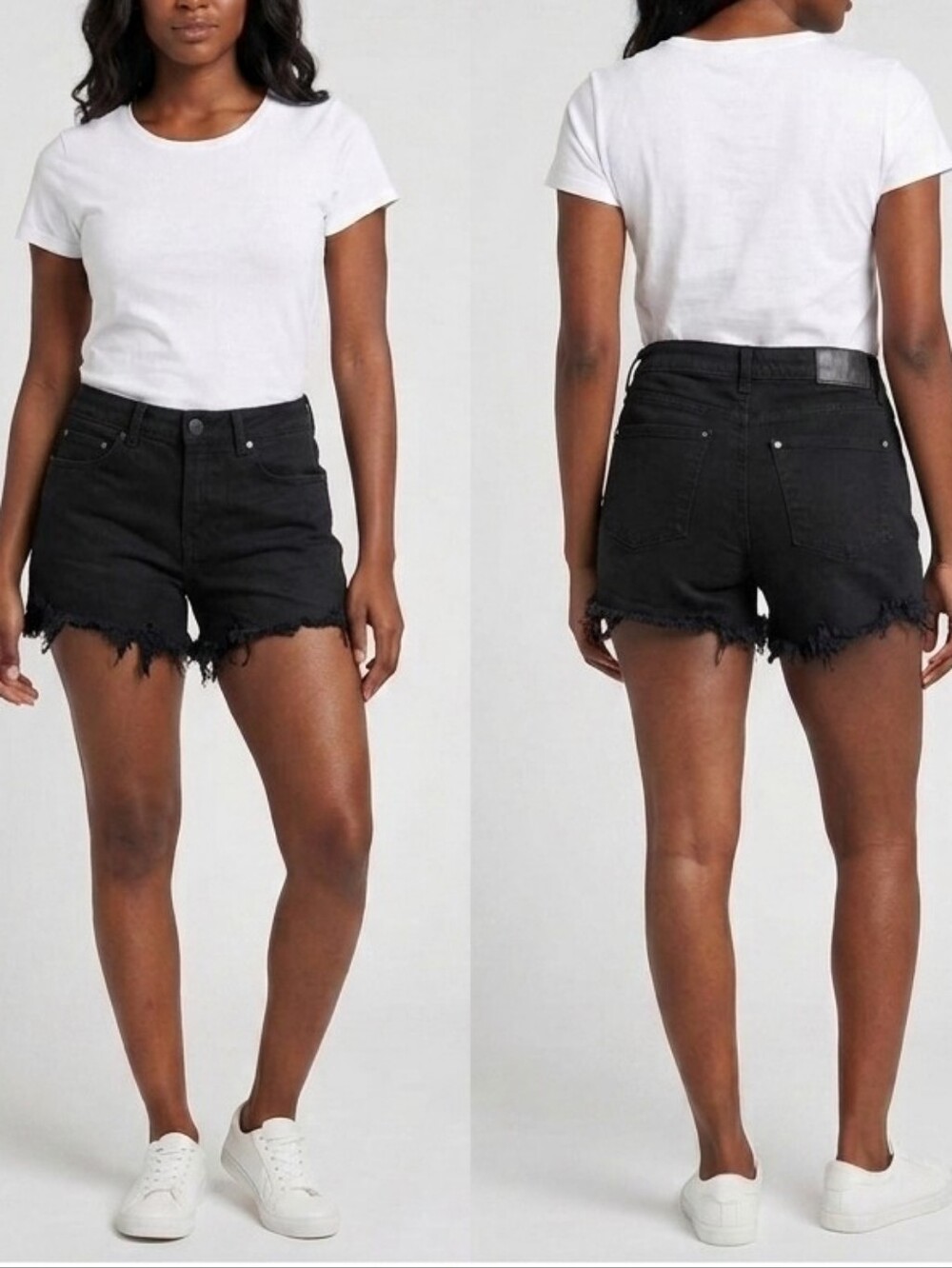 Black Frayed Hem Women's Denim Shorts